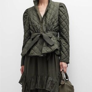 Marie Oliver Raven Quilted Peplum Jacket (Army Green)